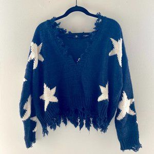 Navy and White Star Sweater